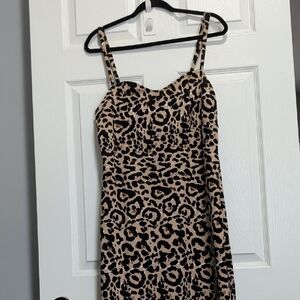 SHEIN Black and Tan Animal Print Mini Dress
